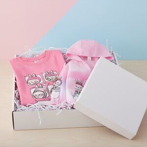 NEW! Cute Bunny Graphic T-Shirt & Tie-Dye Zip-Up Hoodie 2-Pc - Free key chain